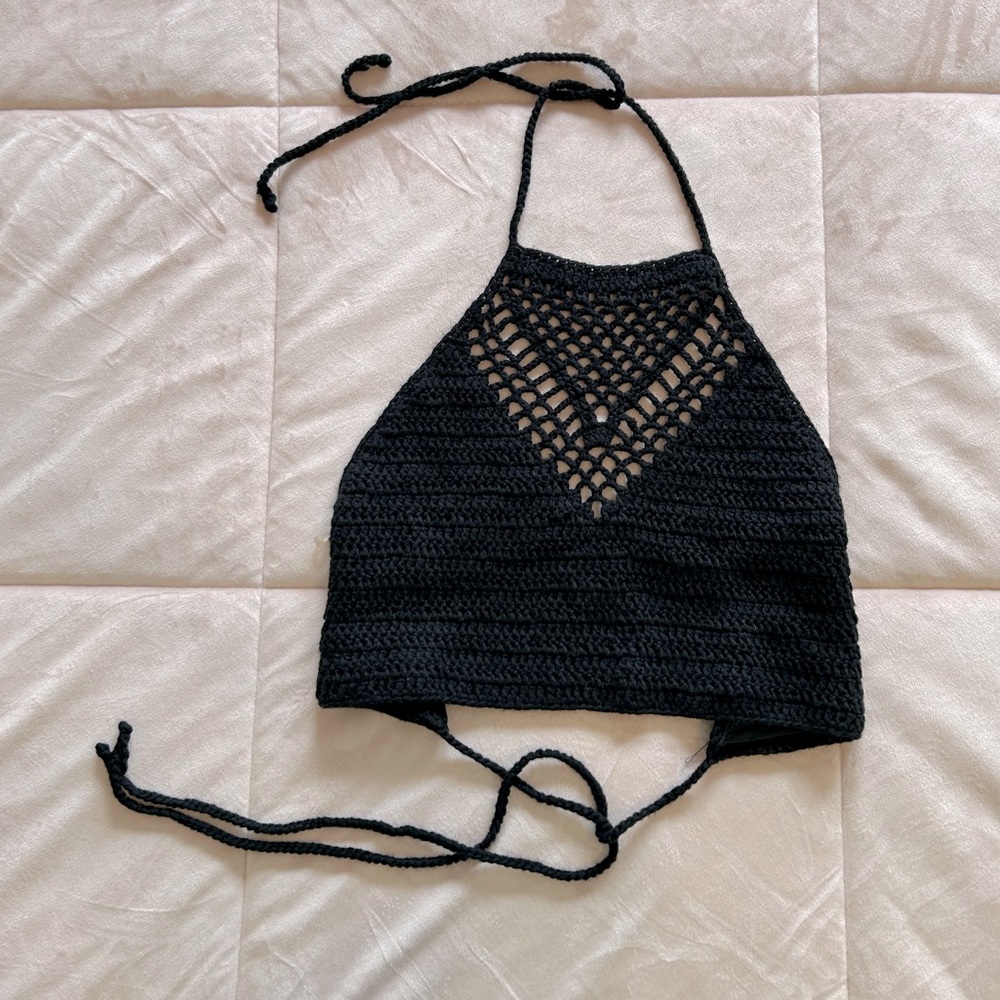 Crochet black top bralette